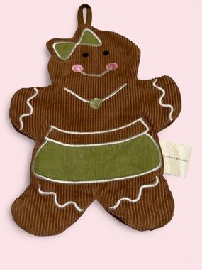 St. Nicholas Square Brown Gingerbread Girl Oven Mitt with Green Apron